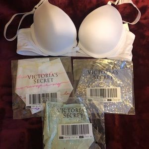 3 Victoria secret panties and Ilys Bra 34 B